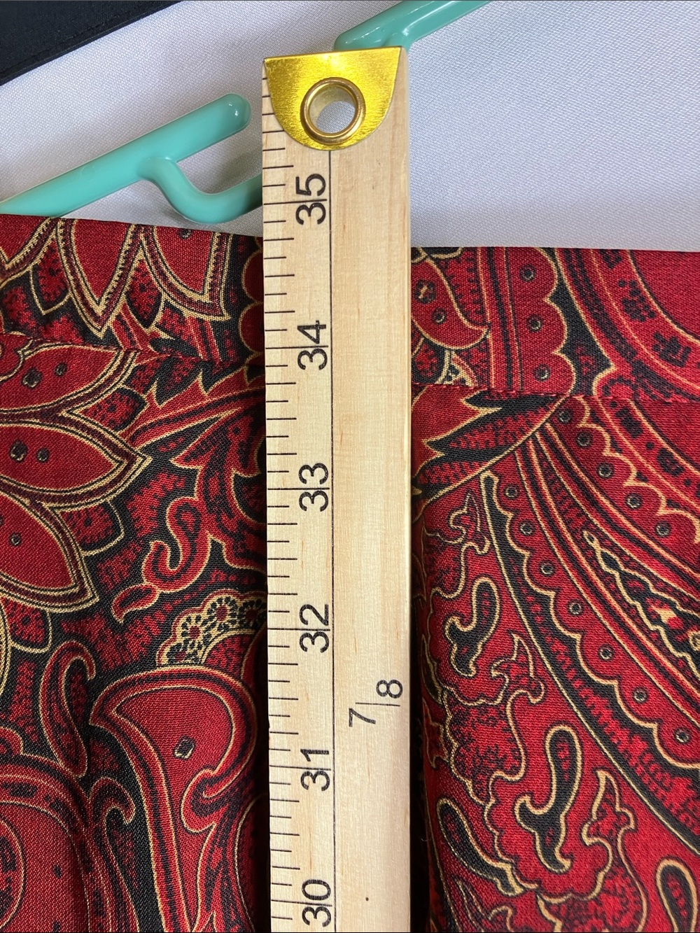 Red Paisley Maxi Skirt with Gold Accents - Picture 6 of 10